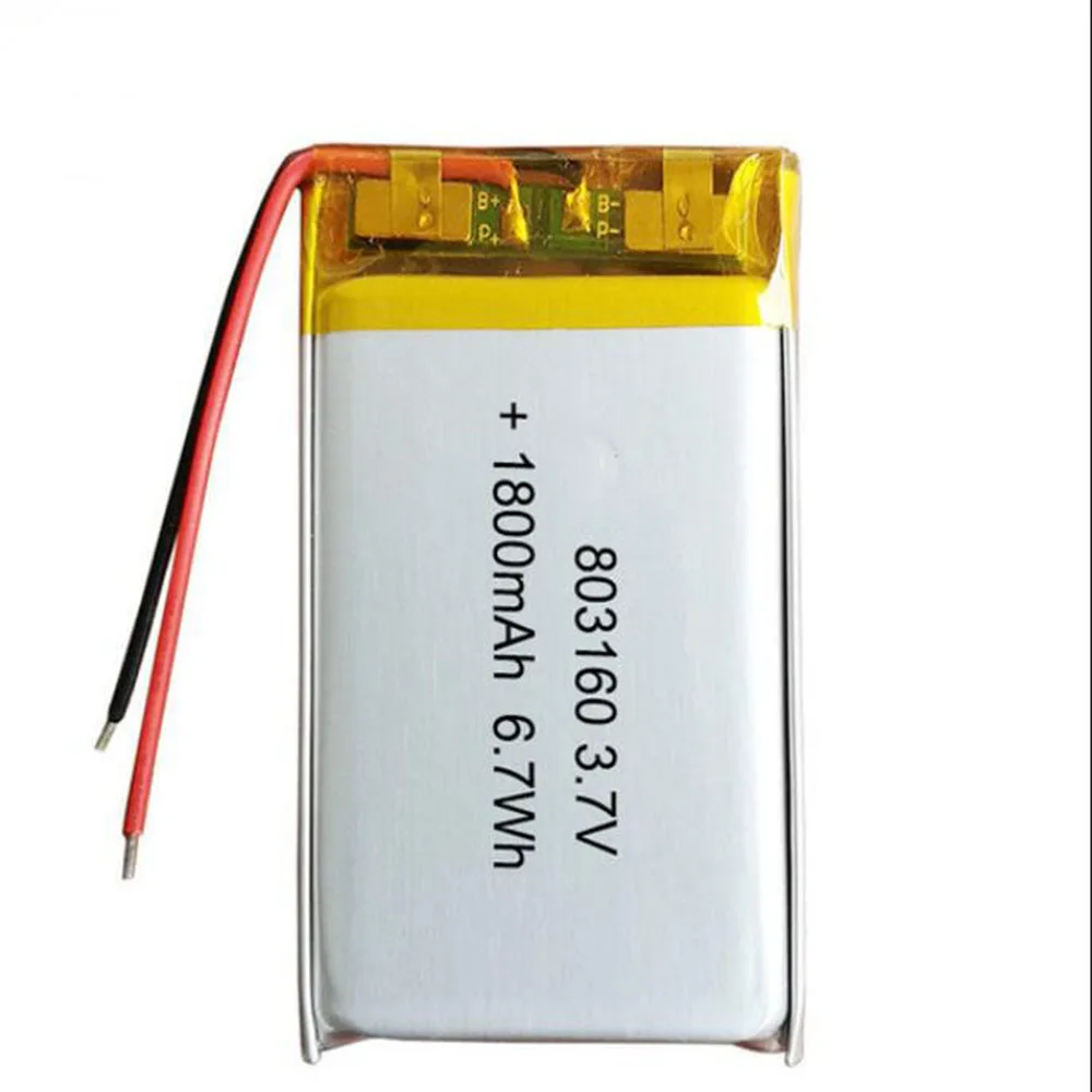 Rechargeable 3.7V 1800Mah 803160 Lithium Polymer Ion Battery For SMART WATCH CHARGING TREASURE POWER GPS CAMERA POWER BANK DVD