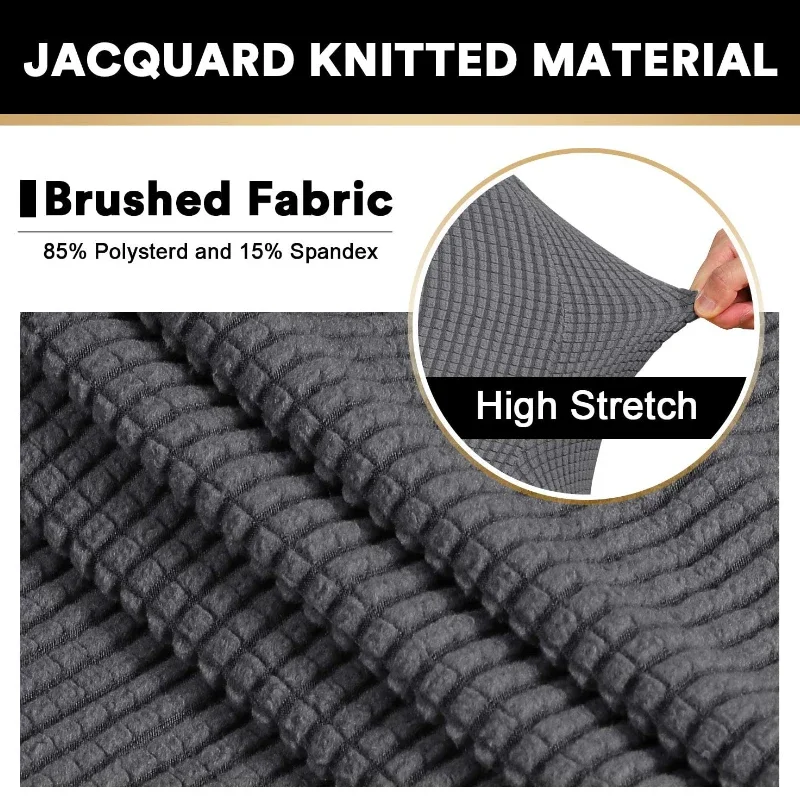 Stretch Jacquard Dining Chair Cover Solid Color Dustproof Seat Slipcover Elastic Anti-cat Scratch Chair Case for Living Room