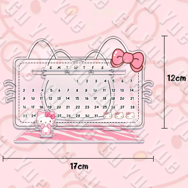 17cm hellokitty calendário bonito ornamento acrílico reciclagem calendário reutilizável insnote board desktop presentes essenciais sanrio kawaii