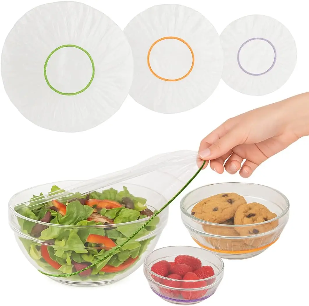

Bowl Covers, Elastic Reusable Food Covers for Bread Proofing, Storage & Outdoor Use – 100 Pack, Stretch Fit, 3 Sizes