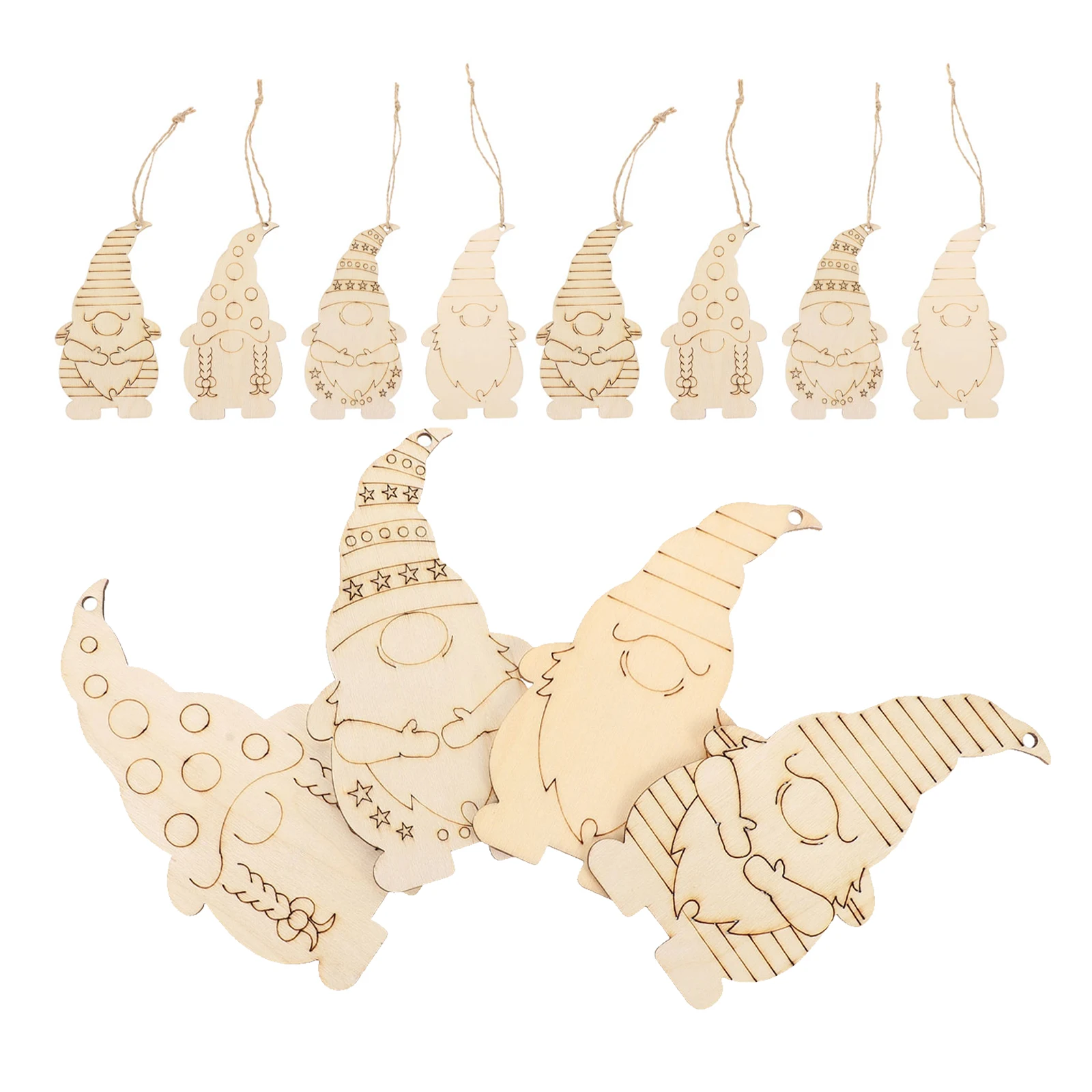 

40Pcs Wooden Gnome DIY Painting Pendants for Christmas Home School Craft Decoration DIY Chips Graffiti Chips Wood Slices