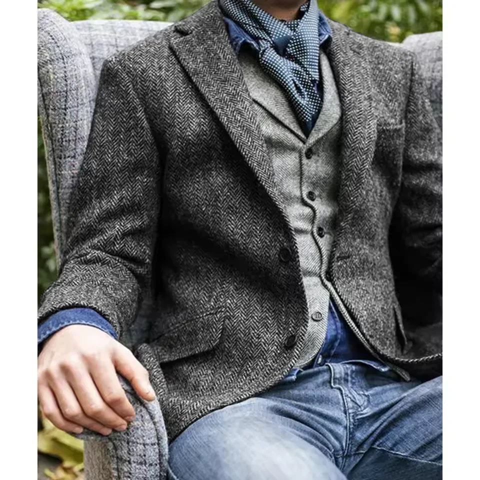 سترة رجالي متعرجة واحدة الصدر سترة عادية موضة الراحة بدلة عمل سليم صالح مدبب الخصر سترة رجالي أنيقة