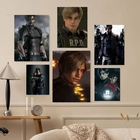1pc Game Resident Leon Kennedy Evil Self-adhesive Art Poster Waterproof Paper Sticker Coffee House Bar Room Wall Decor