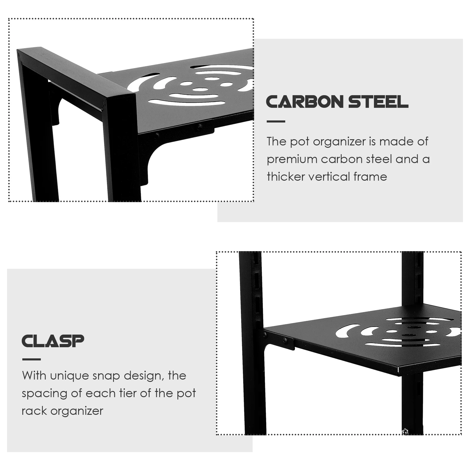 

3-Tiers Pots Pans Organizer Heavy Duty Cookware Rack For Cabinet Under Sink Storage Pot Organizer Multi-Tier Kitchen Pan Holder