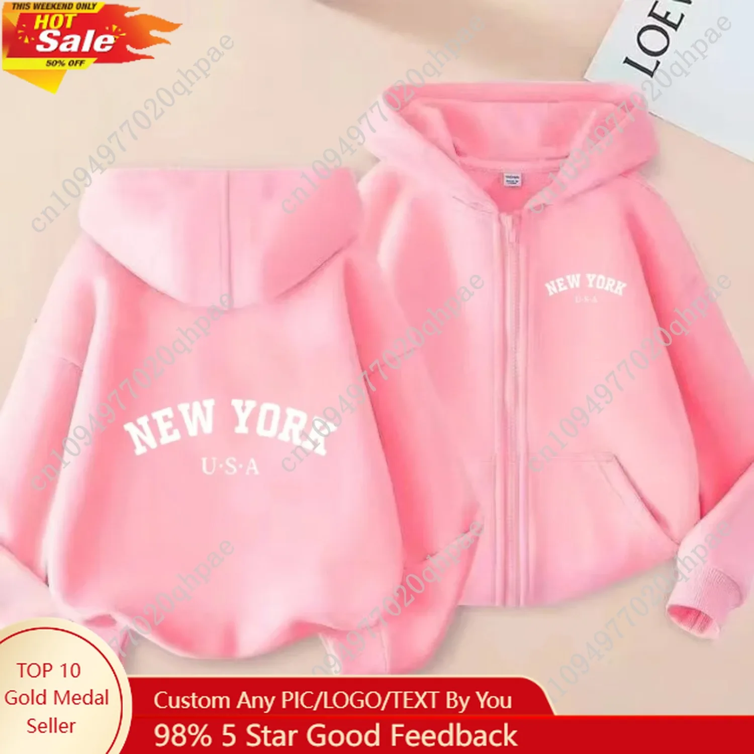 

Hot-selling Sweatshirt Children Cardigan NEW YORK USA Hoodie Zipper Style Boys Girls3-12Yrs Fashion Casual Loose Top Sports Coat