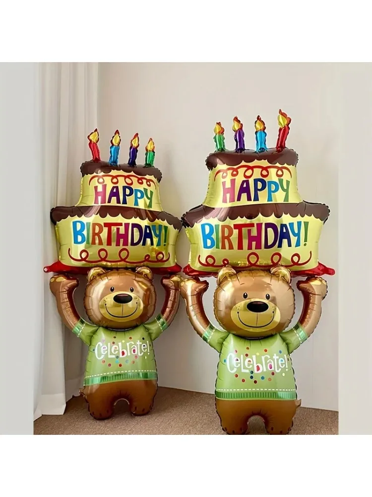 Ballon en Film d'aluminium en forme d'ours mignon Extra Large, 2 pièces, décoration de fête d'anniversaire pour bébé, cadeau d'anniversaire