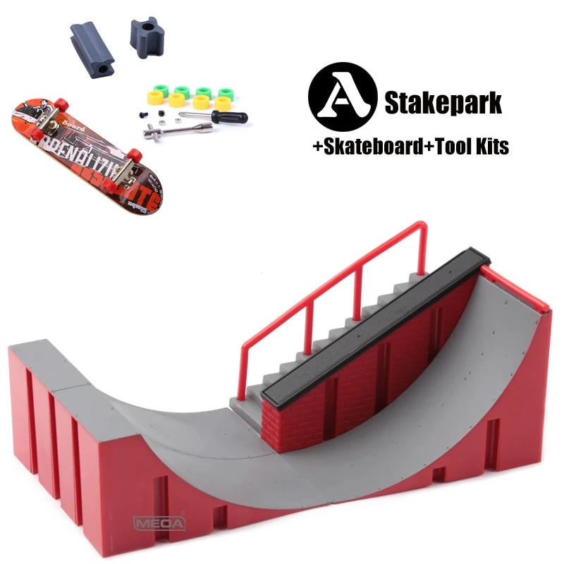 Mini Finger Skateboard Park Set con scale rampa Scooter Venue colore grigio giocattoli per interni regali per uso domestico goditi trucchi emozionanti