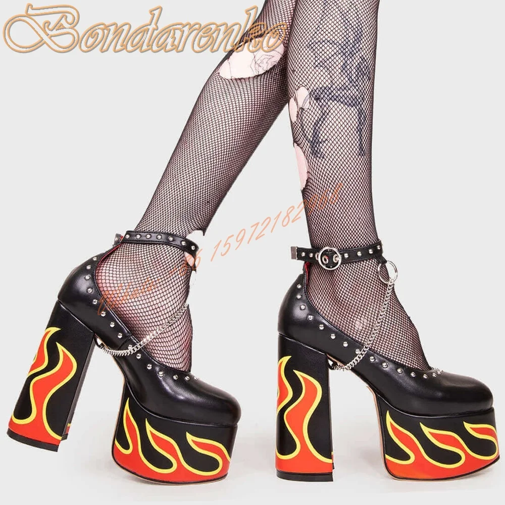 High Platform Chain Pumps Shallow Buckles Straps Chunky High Heels Women Pumps Casual Party Shoes Spring Summer New Big Size