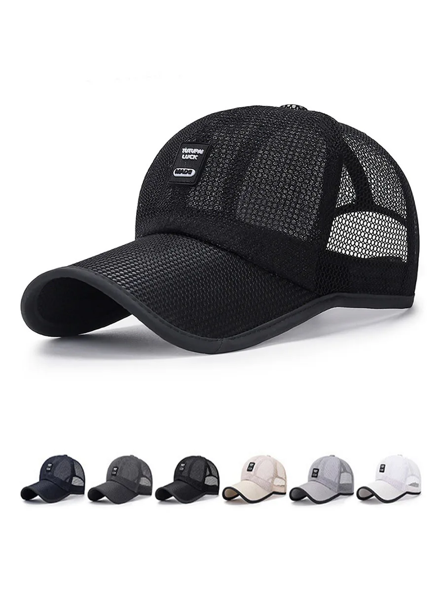 AliExpress NONE 1pc Men's Baseball Cap for Outdoor Casual Cycling Fishing Mesh Sunshade Summer Caps Visors Hats Black White