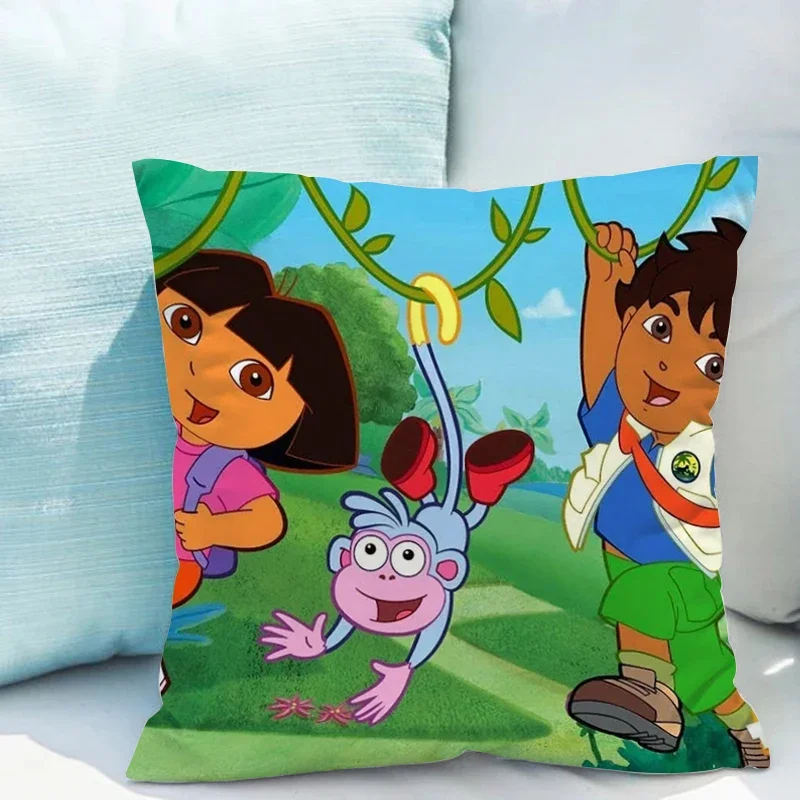 Pillowcase 45*45 D-dora the Explorer Decorative Pillowcases for Pillows Pillow Hugs Chair Cushion Cover 40x40 Fall Decoration