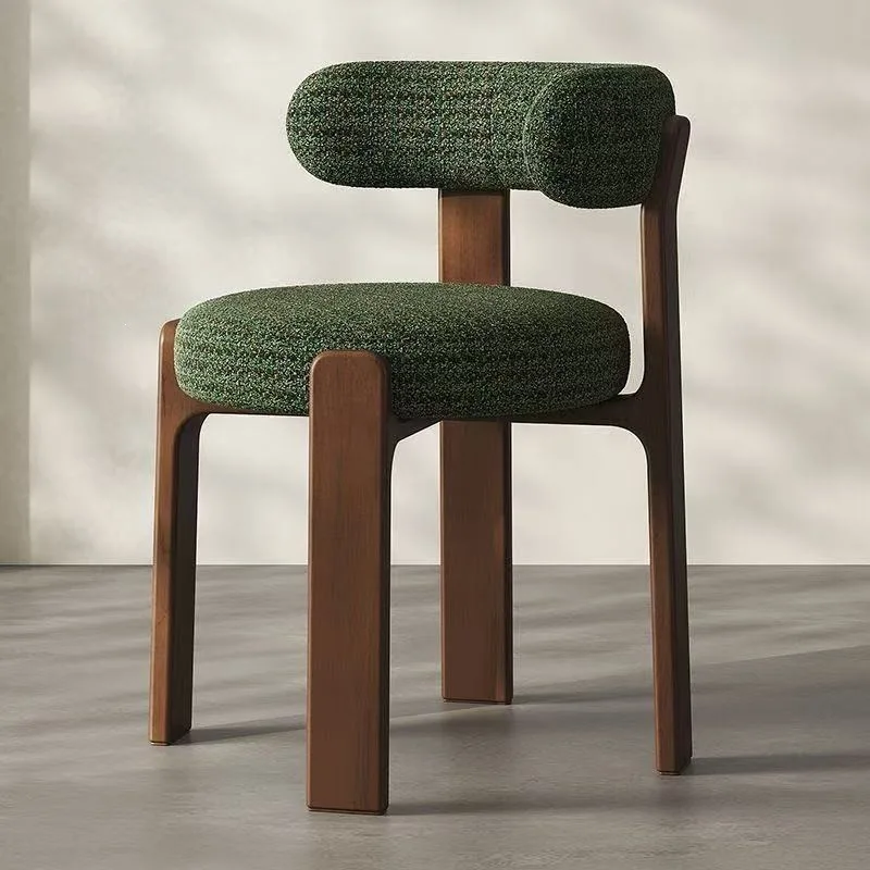 Unique Backrest Dining Chairs Cushion Kitchen Nordic Vanity Dining Chairs Round Pliable Wood Cadeiras Sala De Jantar Furniture