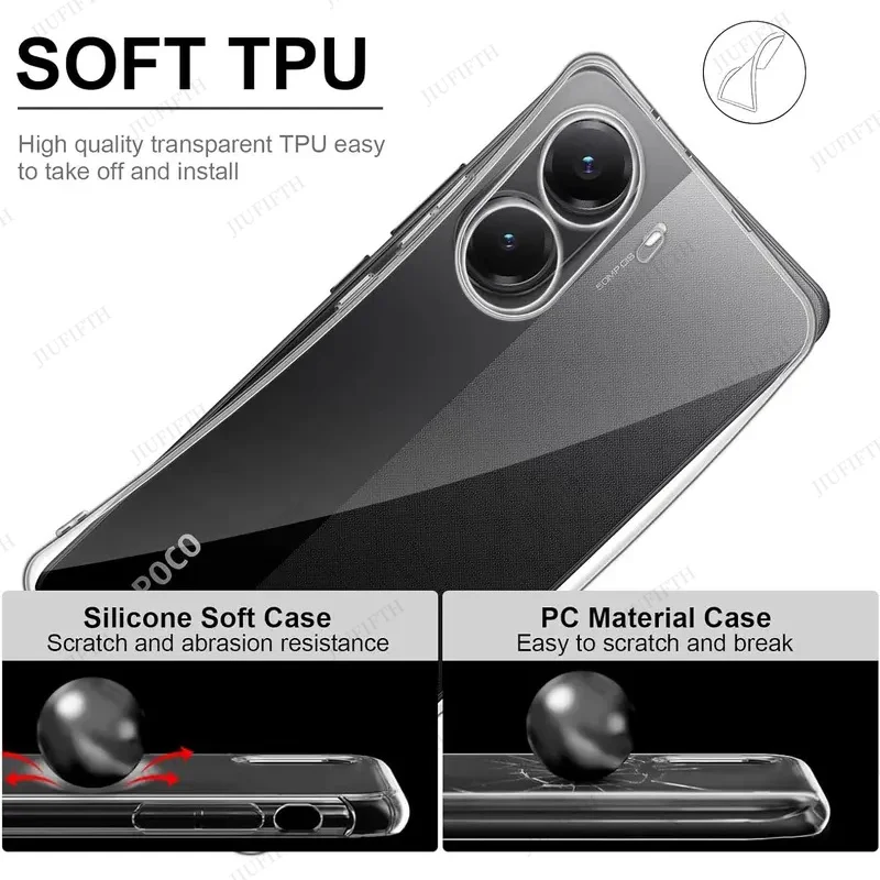 

For Xiaomi Poco X7 Pro Case Ultra Thin Transparent TPU Soft Back Cover Clear Little X 7 PocoX7Pro Redmi Turbo 4 Turbo4 Funda