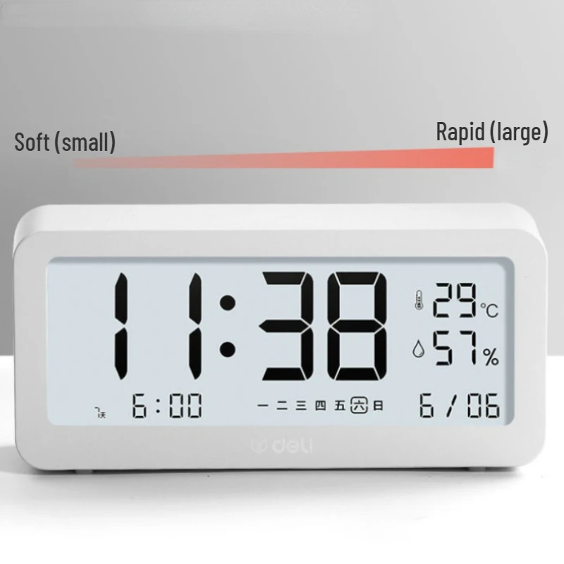 Xiaomi Deli Alarm Clock Durable Household Alarm Clock Digital Clock Night Light Design Desktop Clocks Small Desktop Thermometer