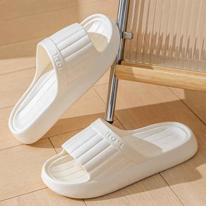 Summer Lovely Solid Color Home Slippers for Women Men Non-slip EVA Bathroom Slides Females Concise Light Sandals Couples Shoes view 4