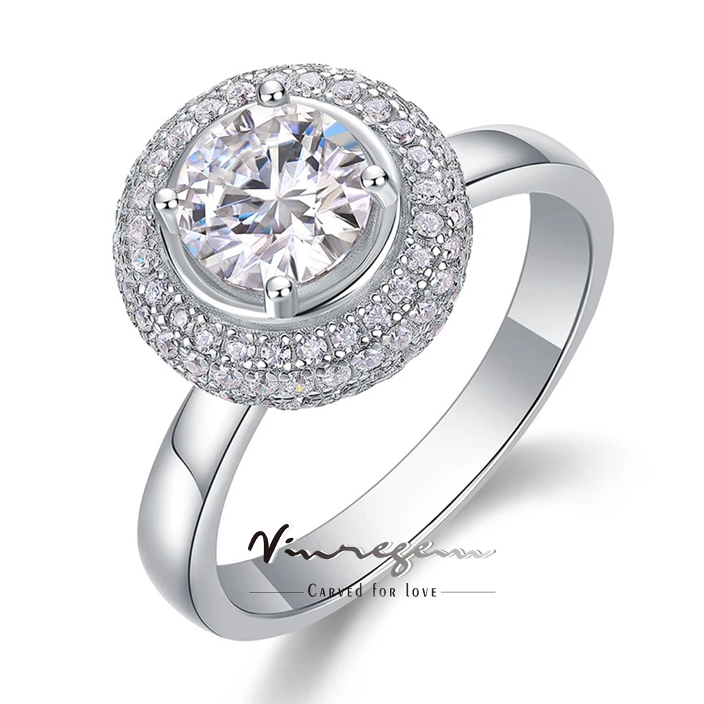 

Vinregem 3EX VVS1 D Цвет 6,5 мм Круглая огранка Настоящие муассанитовые бриллианты Обручальные кольца из стерлингового серебра 925 пробы Изящные ювелирные изделия Подарки