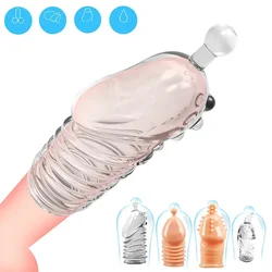 Reusable Penis Extender Cock Rings Delay Ejaculation Penis Condoms Dick Sleeve Silicone Glans Cover Enlargement Sex Toys For Men