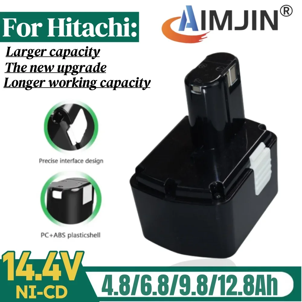 

For Hitachi power tool battery 14.4V 4.8/6.8/9.8/12.8Ah NI-CD suitable screwdriver battery EB1414S 319104 319933 EB1412S EB1420R