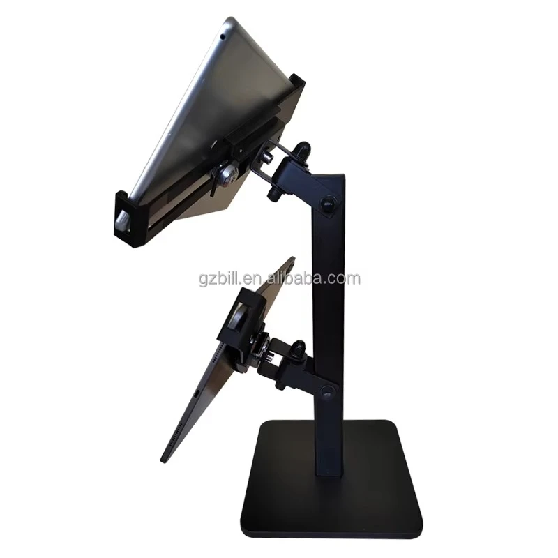 Double-screen Tablet Countertop Stand Universal POS Mount With Security Lock