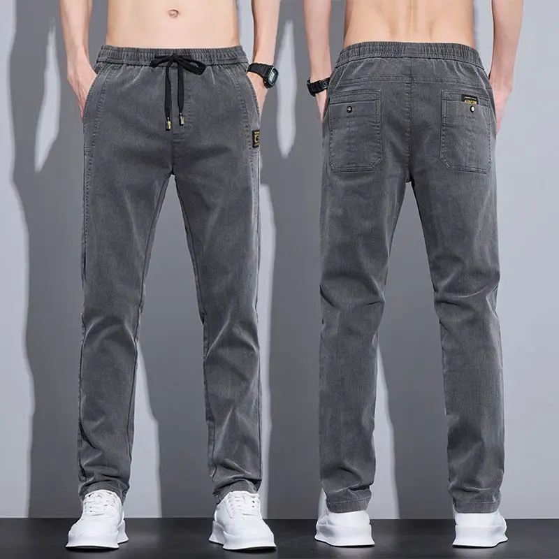 

Spring Autumn 2026 Elastic Jeans Men's Loose Straight Slim-fit Long Pants Korean Trendy Versatile Business Casual Men's Pants