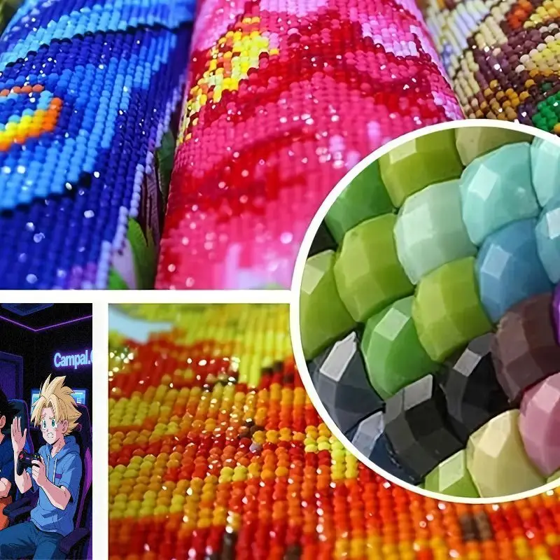 1 peça 5d diy kit de pintura diamante broca completa, dragon ball z anime goku e troncos cena de jogo strass bordado ponto cruz ar