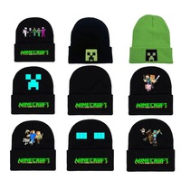 Minecraft Series Hat Minecraft Knitted Hat Printed Pattern game Thermal Curling cotton Cap Autumn and Winter Clothing Matching