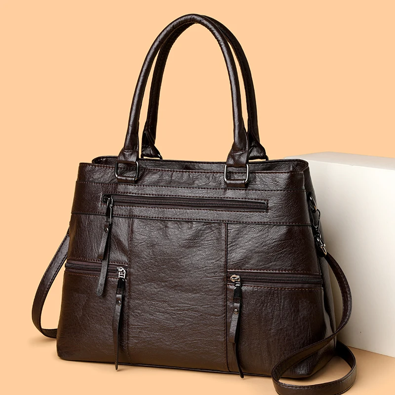 Genuine Brand Soft Leather Top-handle Bags Female Handbags Women Shoulder Crossbody Tote Messanger Bag Large Capacity Sac