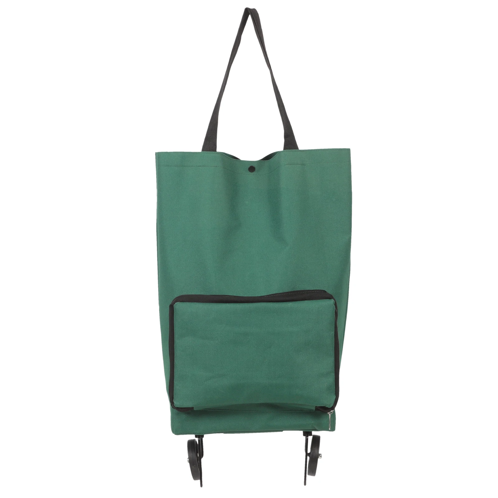 

Folding Hand Cart Large Capacity Shopping Trolley Bag Grass Green Wheels Reusable Storage Pouch Collapsible