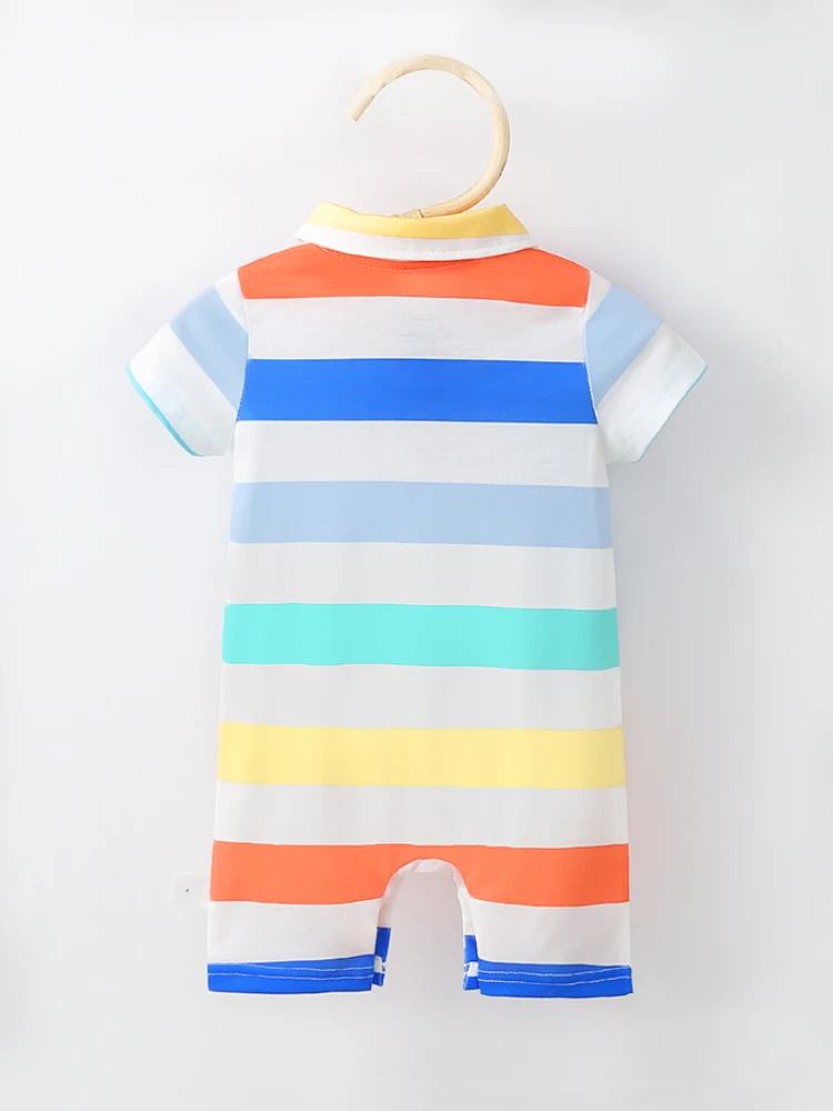 Baby casual jumpsuit soft and comfortable short sleeved jumpsuit with colorful stripes for boys. Child Accessories