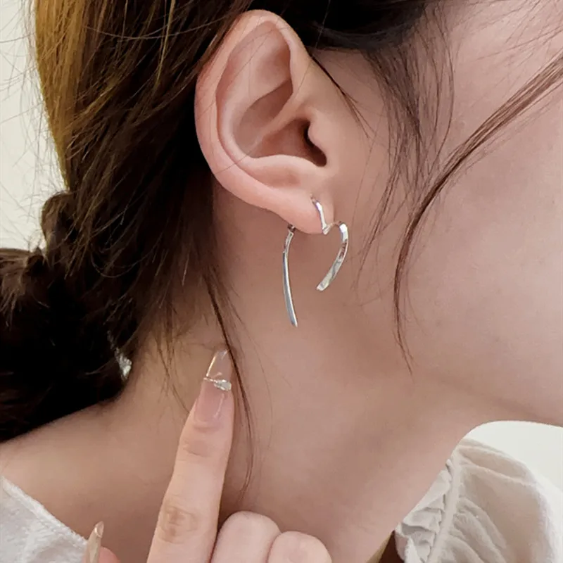 

New Real 925 Sterling Silver Line Love Heart Earrings For Women Gift Fine Jewelry 2023 Simple Stud Earings Silver Female