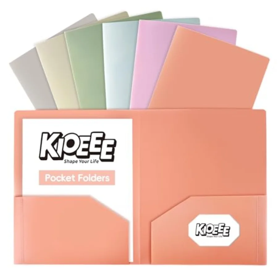 

Plastic Folders with Pots 6 Pack Heavy Duty Plastic Folders with 2 Pot and Business Card Slot.Fit Letter Size Paper Cute Pastel
