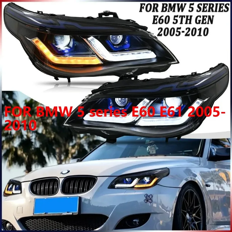 

Для BMW 5 серии E60 E61 2005-2010, 1 комплект светодиодных фар проектора левый + правый DRL в сборе