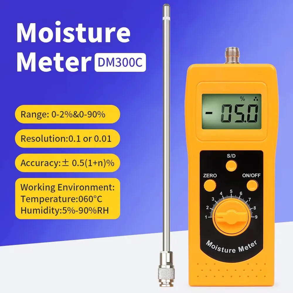 DM300C Portable Powder Moisture Meter Chemical Hygrometer Humidity Analyzer Moisture Meter With Sensor