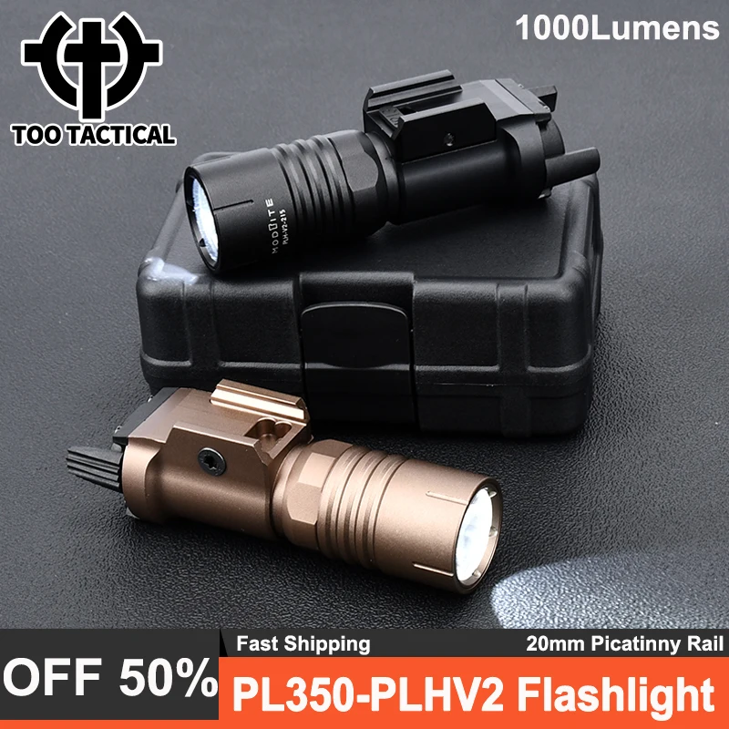 Tactical PL350 PLHv2 Flashlight Wadsn White LED PL350 Scout Light Outdoor Hunting PLHv2 Hanging Spotlight Dual Funtion Switch