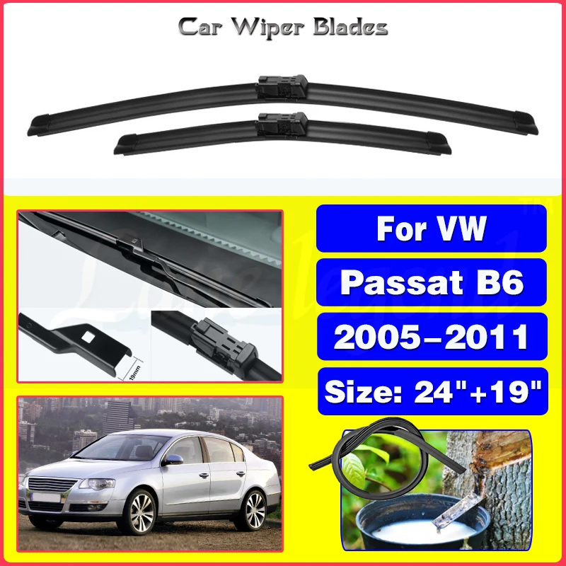 Wiper LHD Front Wiper Blades For VW Volkswagen Passat B6 2005 - 2011 Windshield Windscreen Window Car Rain Brushes 24\'\'+19\'\'