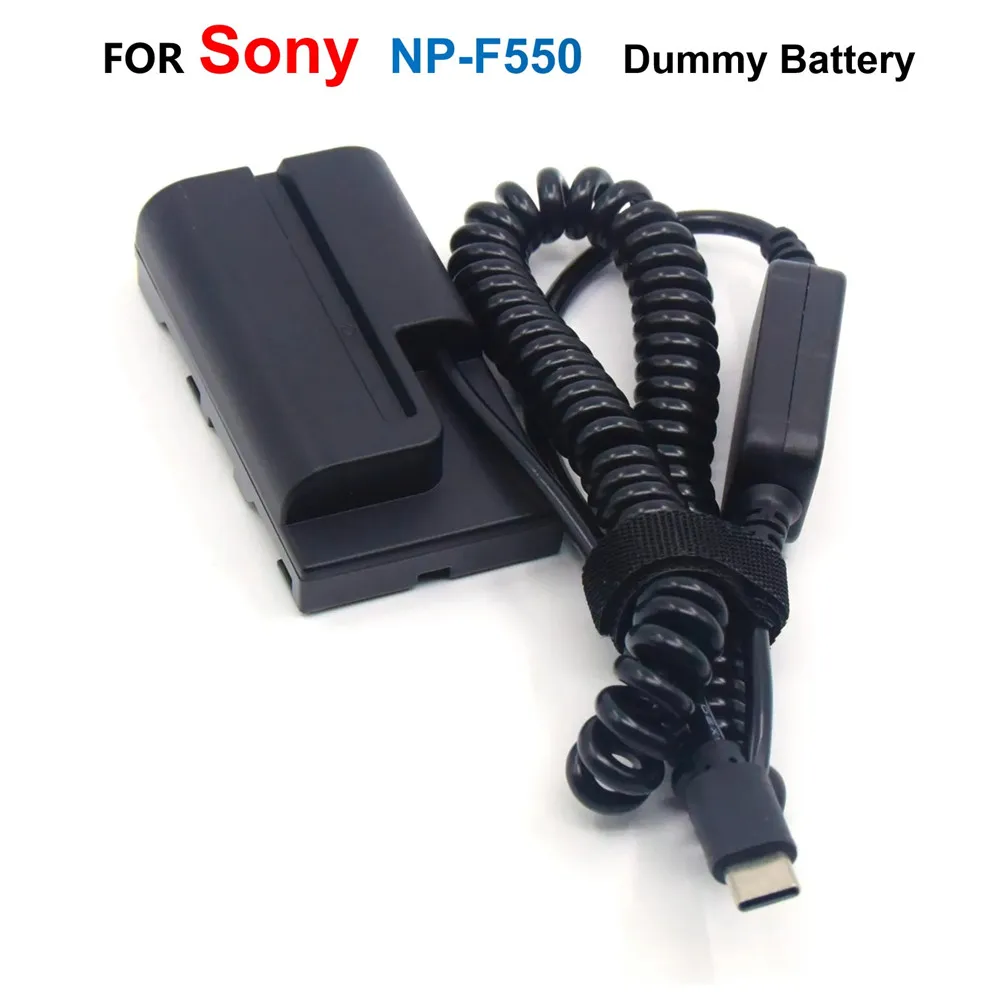 

PD USB Type C To Full Decoded NP-F550 Dummy Battery Replacement of NP-F750/960 For Sony Camera Compatible with LED Video Light