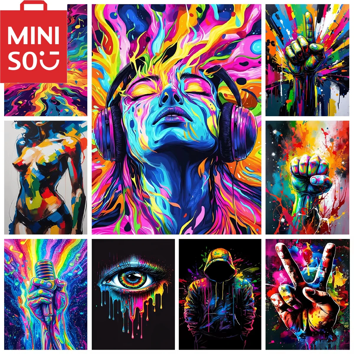 

MINISO Oil Painting By Number Colorful Abstract Art Home Decoration Painting Wall Bedroom Room Decor Gift Frameelss