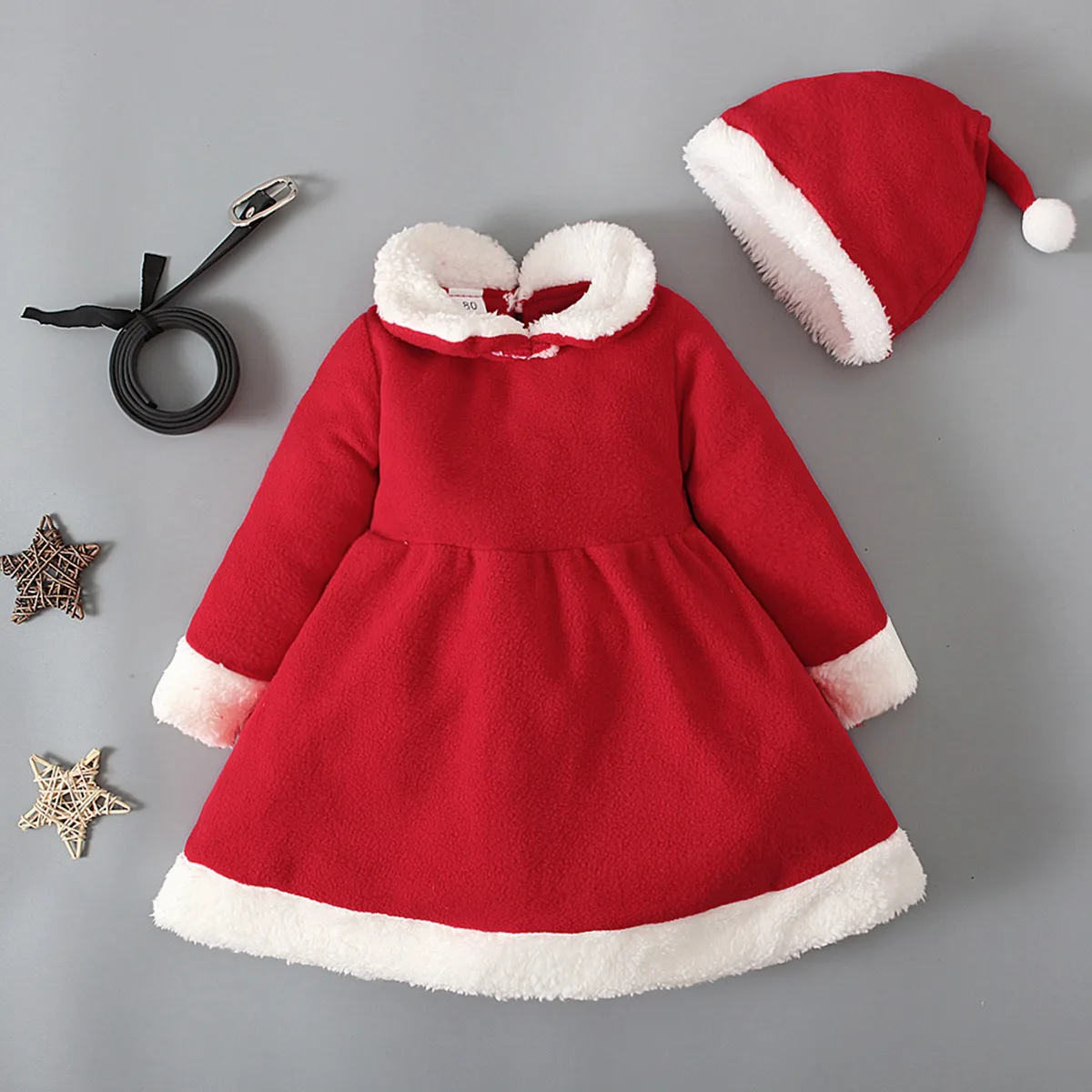 Baby Kerstkleding Kerst Meisjes Jurk Pasgeboren Kerst Cosplay Kleding Bodysuit Jumpsuit,80