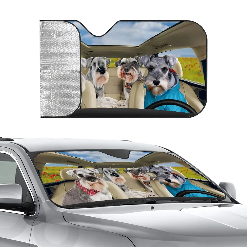 

Миниатюрный шнауцер, собака, автомобильный солнцезащитный козырек, теплоизоляционная алюминиевая пленка, солнцезащитные козырьки на лобовое стекло, блоки УФ-лучей, автомобильный солнцезащитный козырек