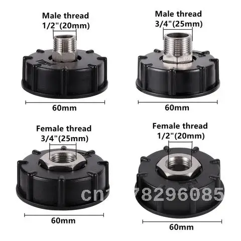 

S60x6 Грубая резьба с наружной резьбой 1/2 "3/4", Сменный Адаптер для резервуара для воды IBC, излив из нержавеющей стали, сливные фитинги