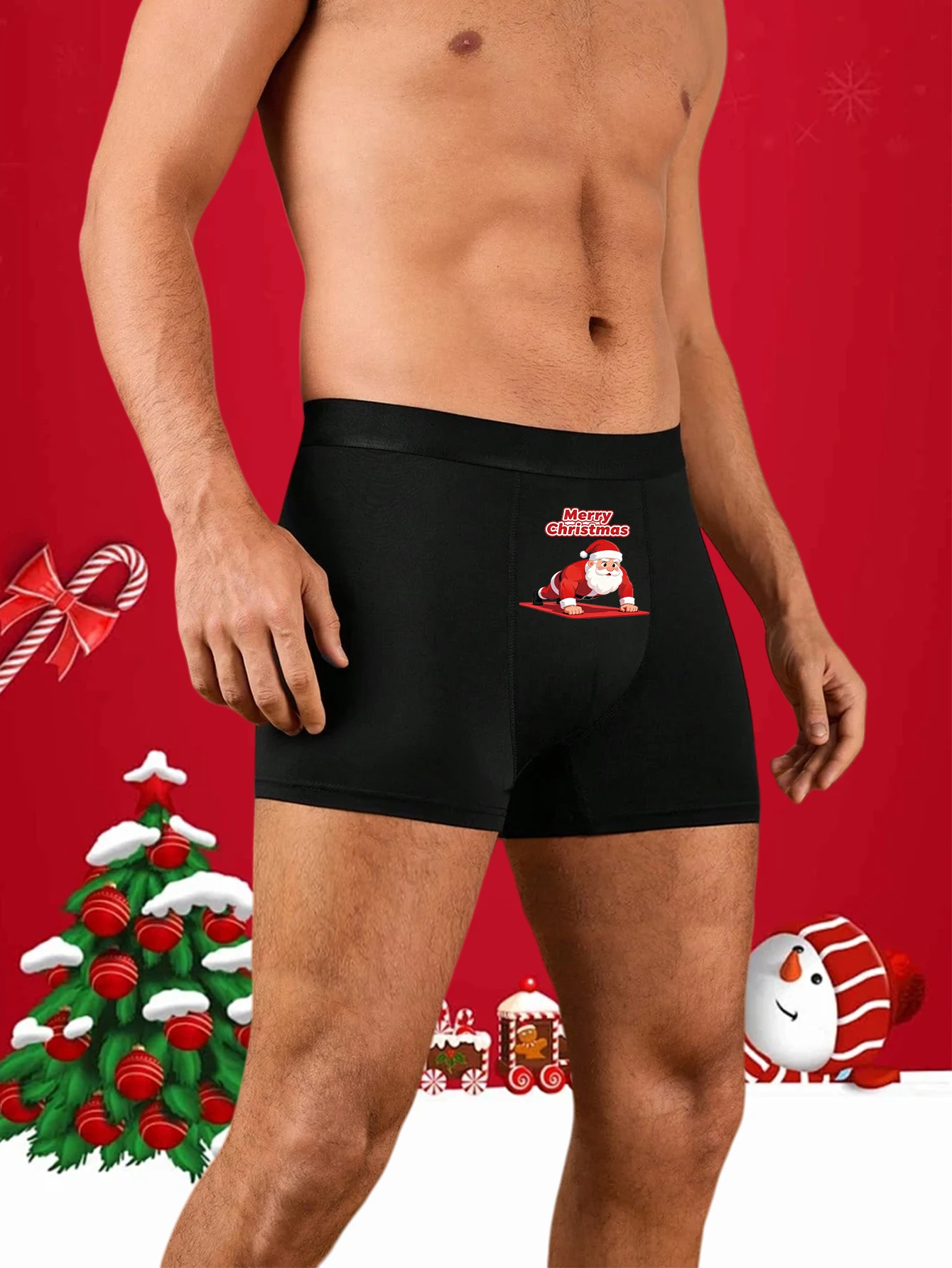 

Men's Soft Boxer Shorts with Christmas Print Stretch & Breathable Underwear S-XXL
