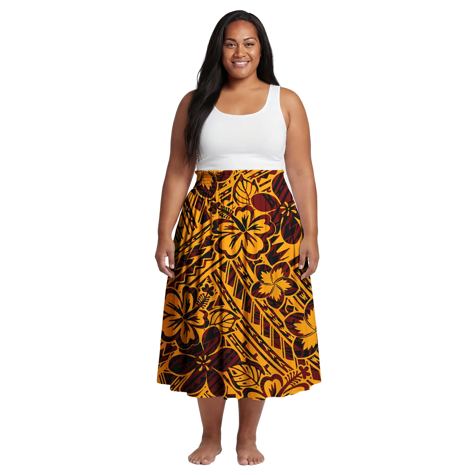 2026 Spring New Custom Elastic Waistband Design Women Skirts Samoan Polynesian Elegant Oversize Ladies Dress Party Aloha Skirts - view 5
