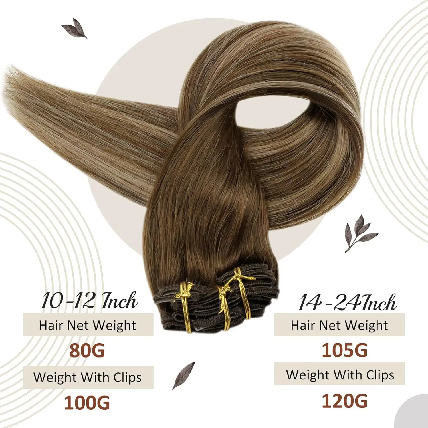 Extensiones de cabello humano con brillo completo, extensiones de cabello humano con Clip, 7 Uds., 105G, extensiones de cabello de doble trama, cabello humano para mujer