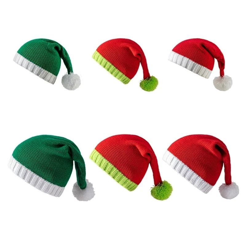 

Q39C Decoration Adult Children's Hat Personality Accessory Hat Knitted Colorful Christmas Hat Holiday Outfits