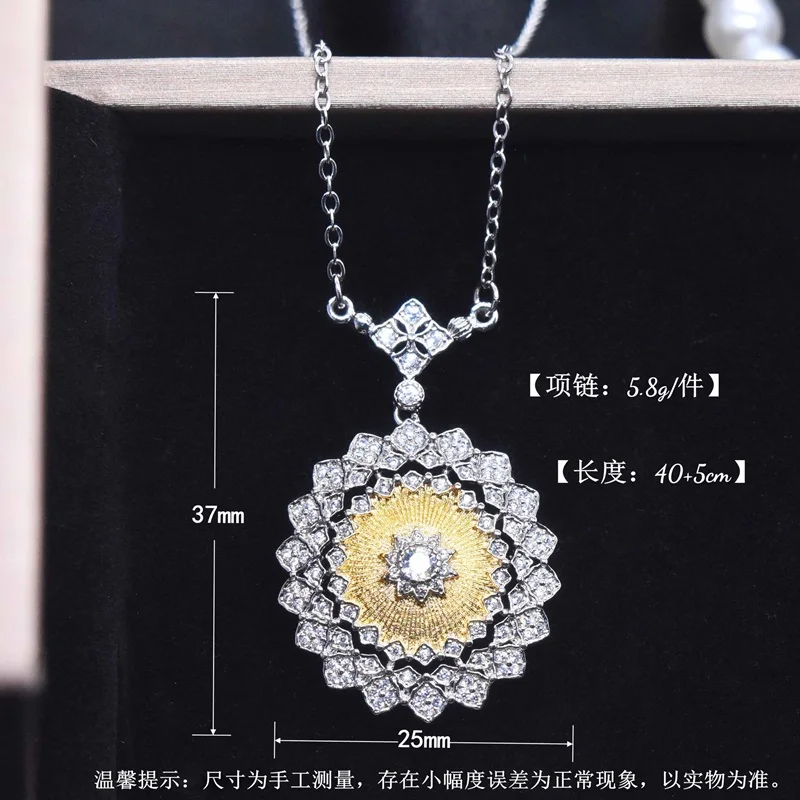  Wholesale NA718 European Fashion Woman Party Birthday Wedding Gift Vintage Lace AAA Zircon 18KT Gold White Gold Necklace