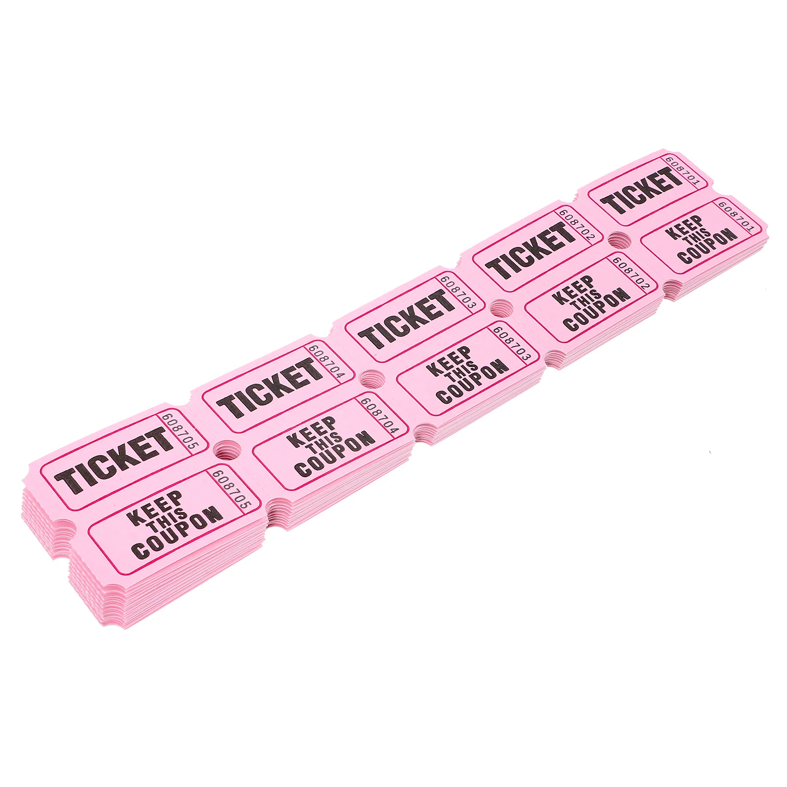 100 Pcs Carnival Tickets Lottery Draw Raffle Single for Party Classroom Concert Event Pink Individual