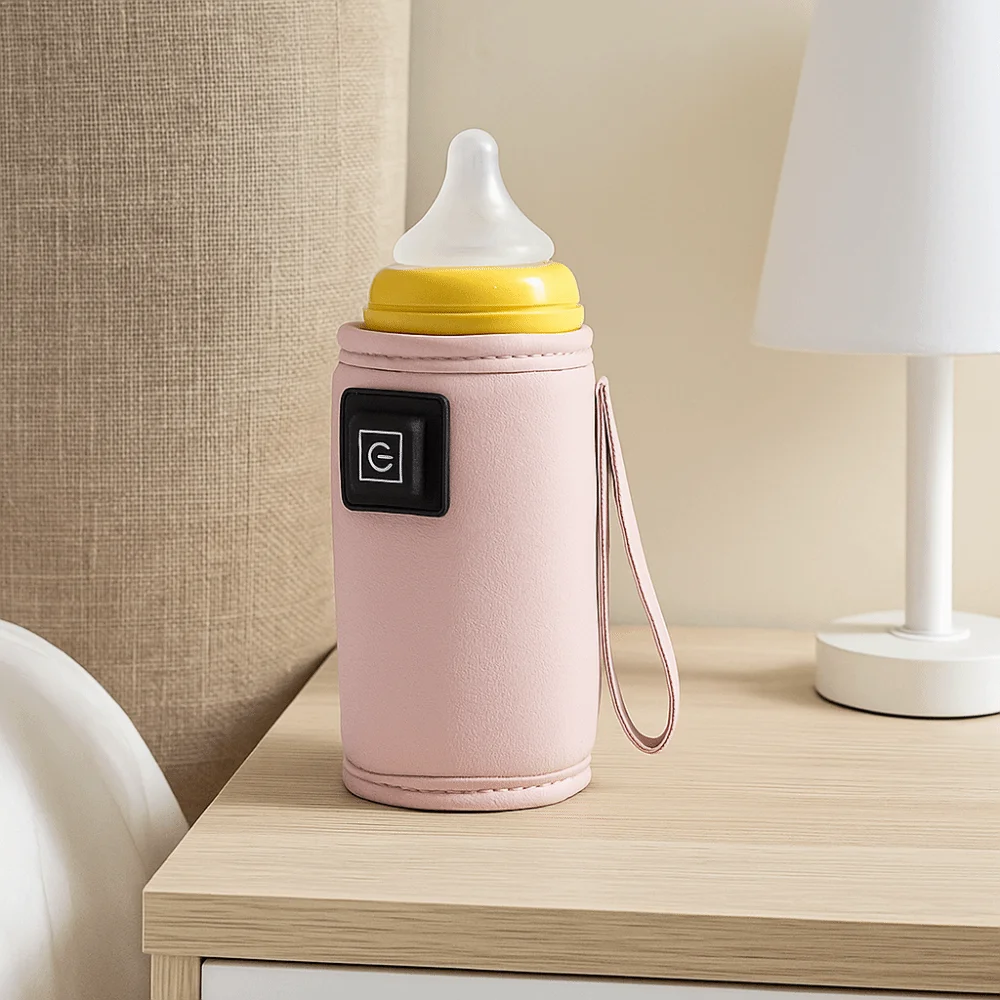 

PU Leather Baby Bottle Insulation Cover Adjustable Gear Car-Mounted USB Milk Bottle Warmer Universal Nursing Bottle Heater Night