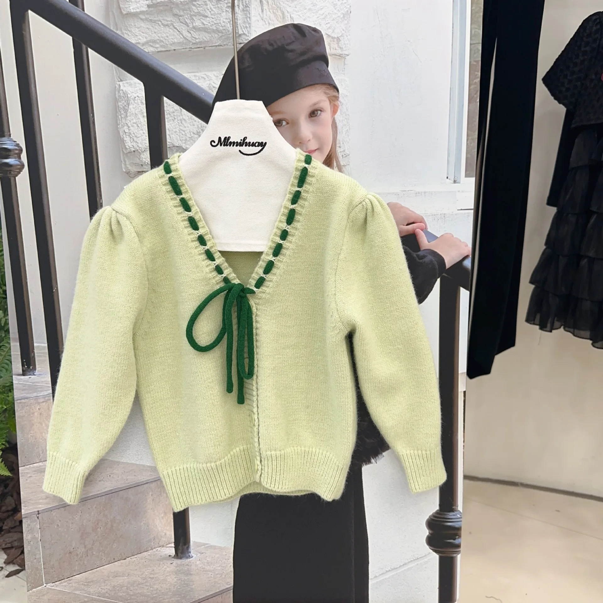 Girl Sweater New Explosive Loose Korean Style Fashion High-grade Solid Color Cute Casual Fashion Children Cardigan Knit Sweater