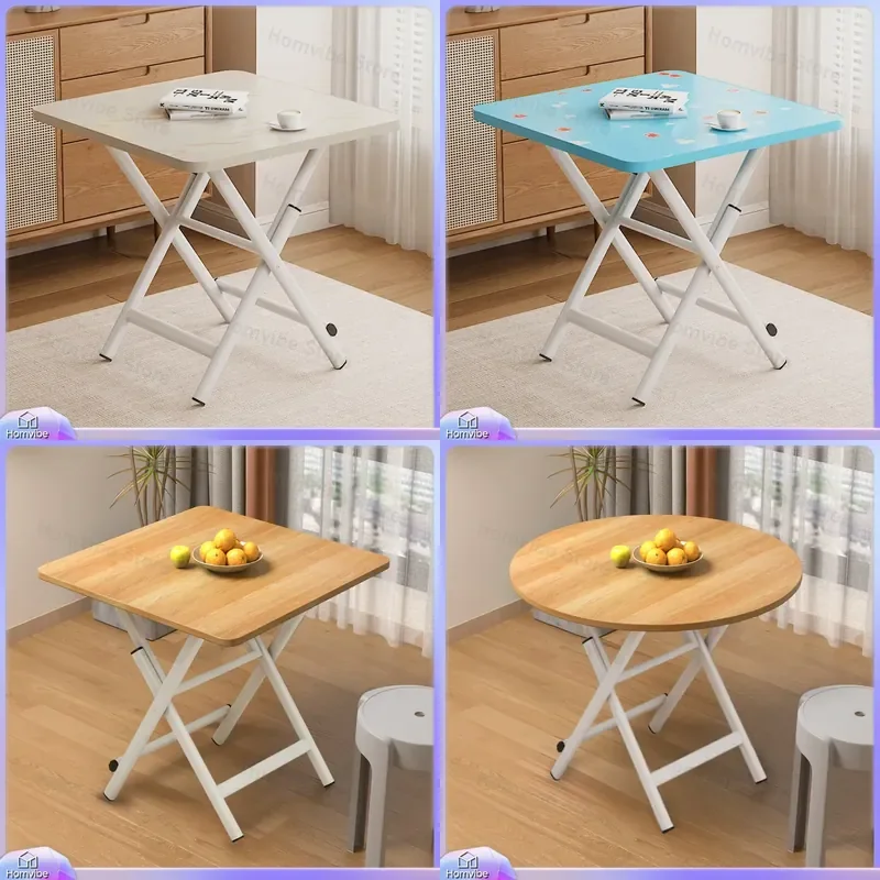 Folding Dining Table Square Household Simple Eating Table Outdoor Stall Folding Table and Chairs for Small Apartment Rental