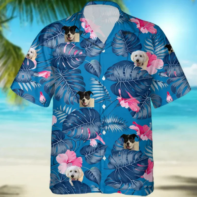 2025 Summer Short Sleeved Shirt, Casual Button Up Collar Top, Loose Digital Printed Shirt, Trendy Vacation Men's Clothing