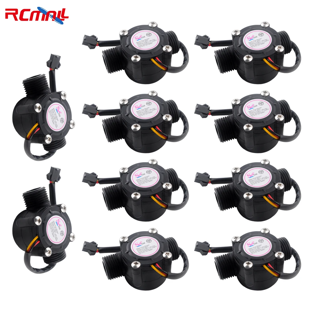 

RCmall 10PCS YF-S201 G1/2 Water Flow Sensor Flowmeter Hall Module Water Control 1-30L/min